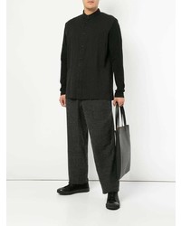 schwarzes Langarmhemd von Issey Miyake Men