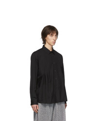 schwarzes Langarmhemd von Comme Des Garcons Homme Plus