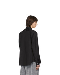 schwarzes Langarmhemd von Comme Des Garcons Homme Plus