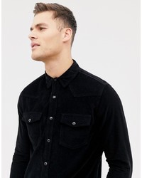 schwarzes Langarmhemd von Burton Menswear