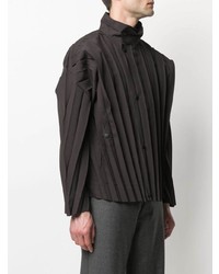 schwarzes Langarmhemd von Homme Plissé Issey Miyake