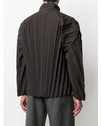 schwarzes Langarmhemd von Homme Plissé Issey Miyake