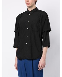 schwarzes Langarmhemd von Comme des Garcons Homme Deux