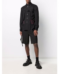 schwarzes Langarmhemd von Comme Des Garcons Homme Plus