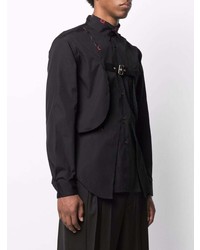 schwarzes Langarmhemd von Comme Des Garcons Homme Plus