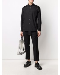 schwarzes Langarmhemd von Comme Des Garcons Homme Plus