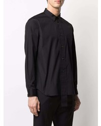 schwarzes Langarmhemd von Comme Des Garcons Homme Plus