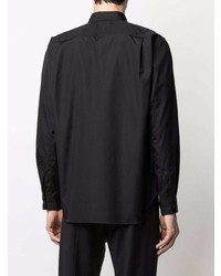 schwarzes Langarmhemd von Comme Des Garcons Homme Plus