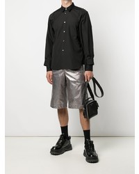 schwarzes Langarmhemd von Comme Des Garcons Homme Plus