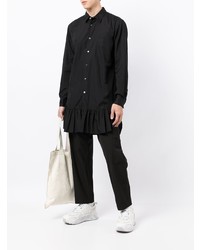 schwarzes Langarmhemd von Comme Des Garcons Homme Plus