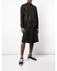 schwarzes Langarmhemd von Comme Des Garcons Homme Plus