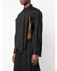 schwarzes Langarmhemd von Comme Des Garcons Homme Plus