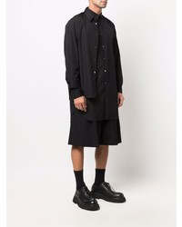 schwarzes Langarmhemd von Comme Des Garcons Homme Plus