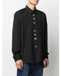 schwarzes Langarmhemd von Comme Des Garcons Homme Plus