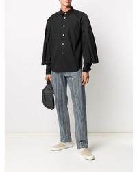 schwarzes Langarmhemd von Comme Des Garcons Homme Plus