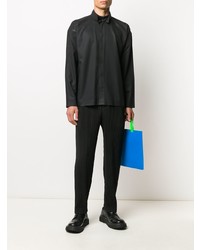 schwarzes Langarmhemd von Homme Plissé Issey Miyake