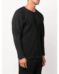 schwarzes Langarmhemd von Homme Plissé Issey Miyake