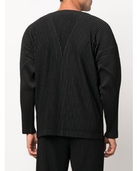 schwarzes Langarmhemd von Homme Plissé Issey Miyake