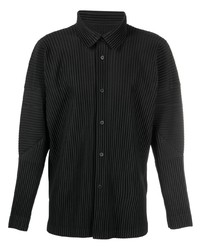 schwarzes Langarmhemd von Homme Plissé Issey Miyake