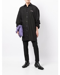 schwarzes Langarmhemd von Raf Simons