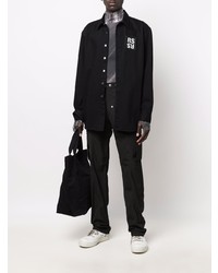 schwarzes Langarmhemd von Raf Simons