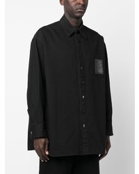 schwarzes Langarmhemd von Raf Simons