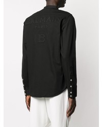 schwarzes Langarmhemd von Balmain