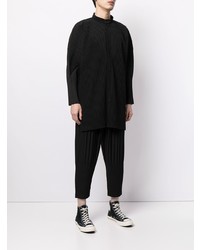 schwarzes Langarmhemd von Homme Plissé Issey Miyake