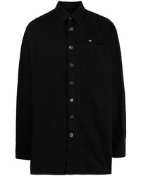 schwarzes Langarmhemd von Raf Simons