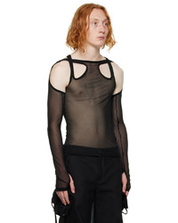 schwarzes Langarmshirt aus Netzstoff von Dion Lee