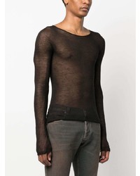 schwarzes Langarmshirt aus Netzstoff von Saint Laurent