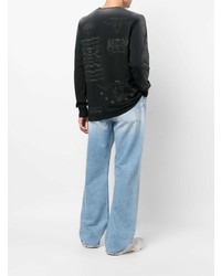 schwarzes Mit Batikmuster Langarmshirt von Diesel