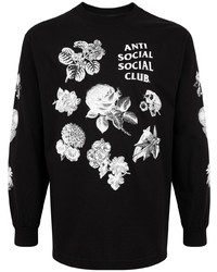 schwarzes Langarmshirt mit Blumenmuster von Anti Social Social Club