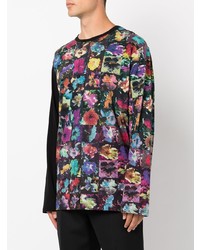 schwarzes Langarmshirt mit Blumenmuster von Yohji Yamamoto