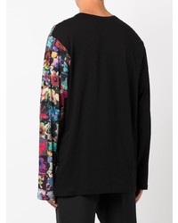 schwarzes Langarmshirt mit Blumenmuster von Yohji Yamamoto