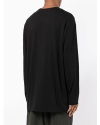 schwarzes Langarmshirt mit Blumenmuster von Yohji Yamamoto