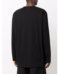 schwarzes Langarmshirt mit einer Knopfleiste von Yohji Yamamoto