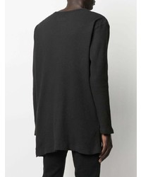 schwarzes Langarmshirt mit einer Knopfleiste von Yohji Yamamoto