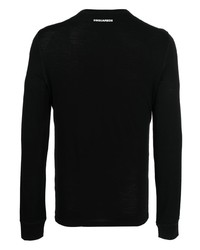 schwarzes Langarmshirt mit einer Knopfleiste von DSQUARED2