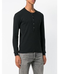 schwarzes Langarmshirt mit einer Knopfleiste von Tom Ford