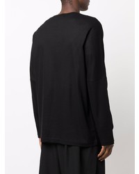 schwarzes Langarmshirt mit einer Knopfleiste von Yohji Yamamoto