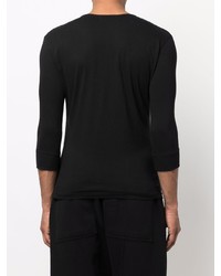 schwarzes Langarmshirt mit einer Knopfleiste von Yohji Yamamoto