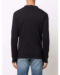 schwarzes Langarmshirt mit einer Knopfleiste von Calvin Klein Jeans