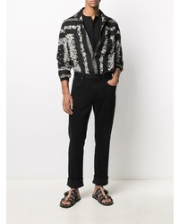 schwarzes Langarmshirt mit einer Knopfleiste von Tom Ford