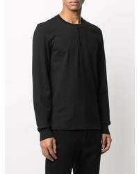 schwarzes Langarmshirt mit einer Knopfleiste von Tom Ford