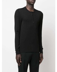 schwarzes Langarmshirt mit einer Knopfleiste von Tom Ford