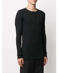 schwarzes Langarmshirt mit einer Knopfleiste von Dolce & Gabbana