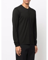 schwarzes Langarmshirt mit einer Knopfleiste von Tom Ford