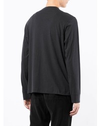 schwarzes Langarmshirt mit einer Knopfleiste von James Perse