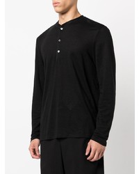 schwarzes Langarmshirt mit einer Knopfleiste von Barena